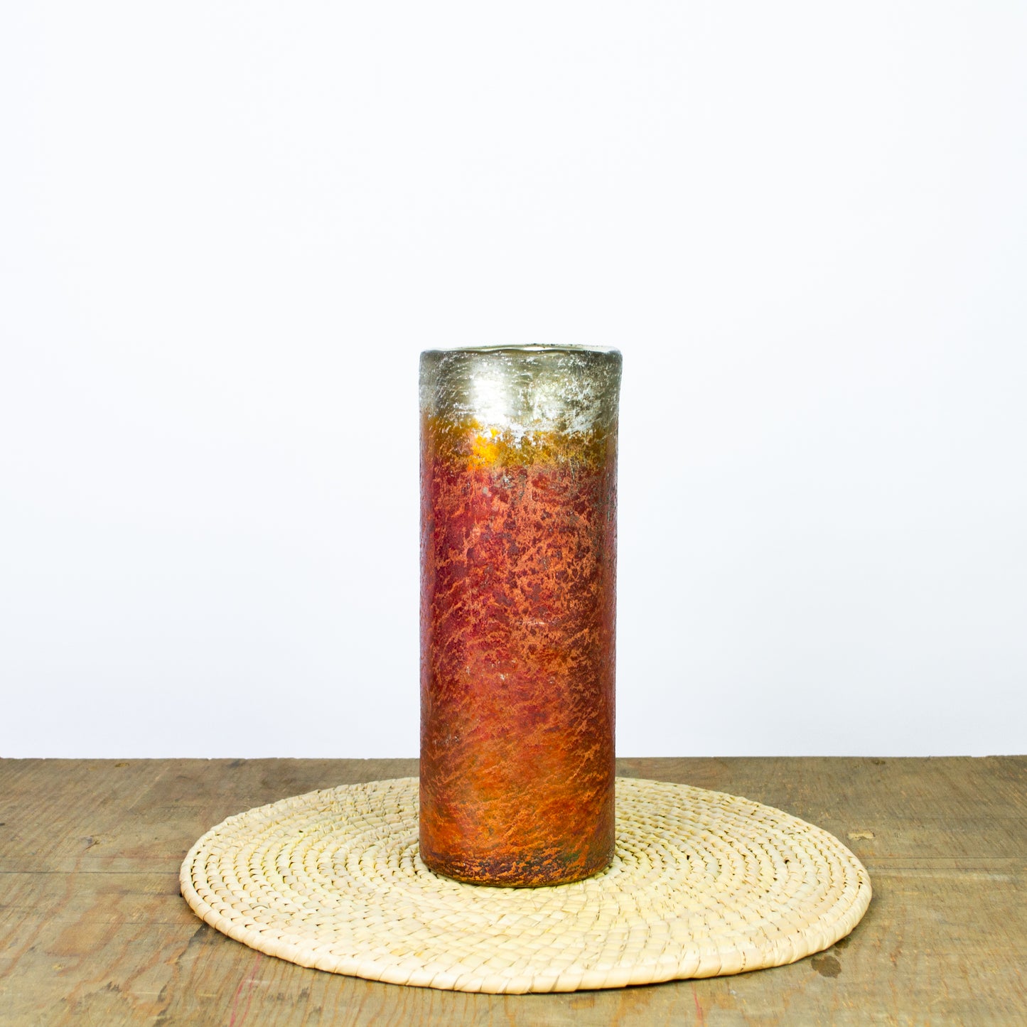 Florero naranja ocre metalizado