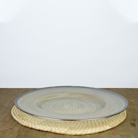 Plato Cristal Borde Plata Oro
