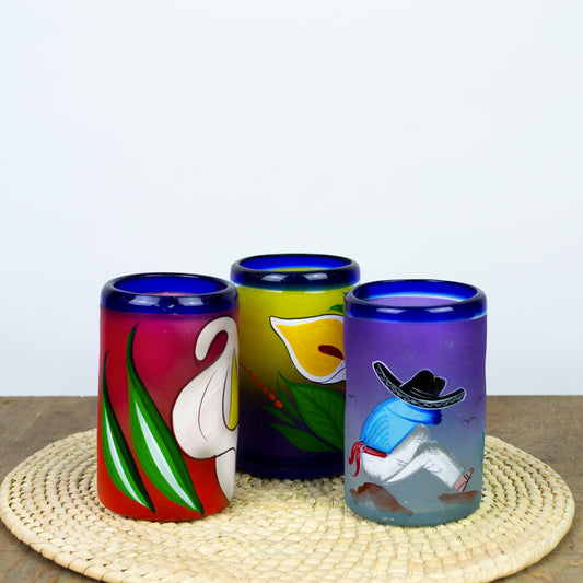 Vaso Vidrio Diseño Mexicano