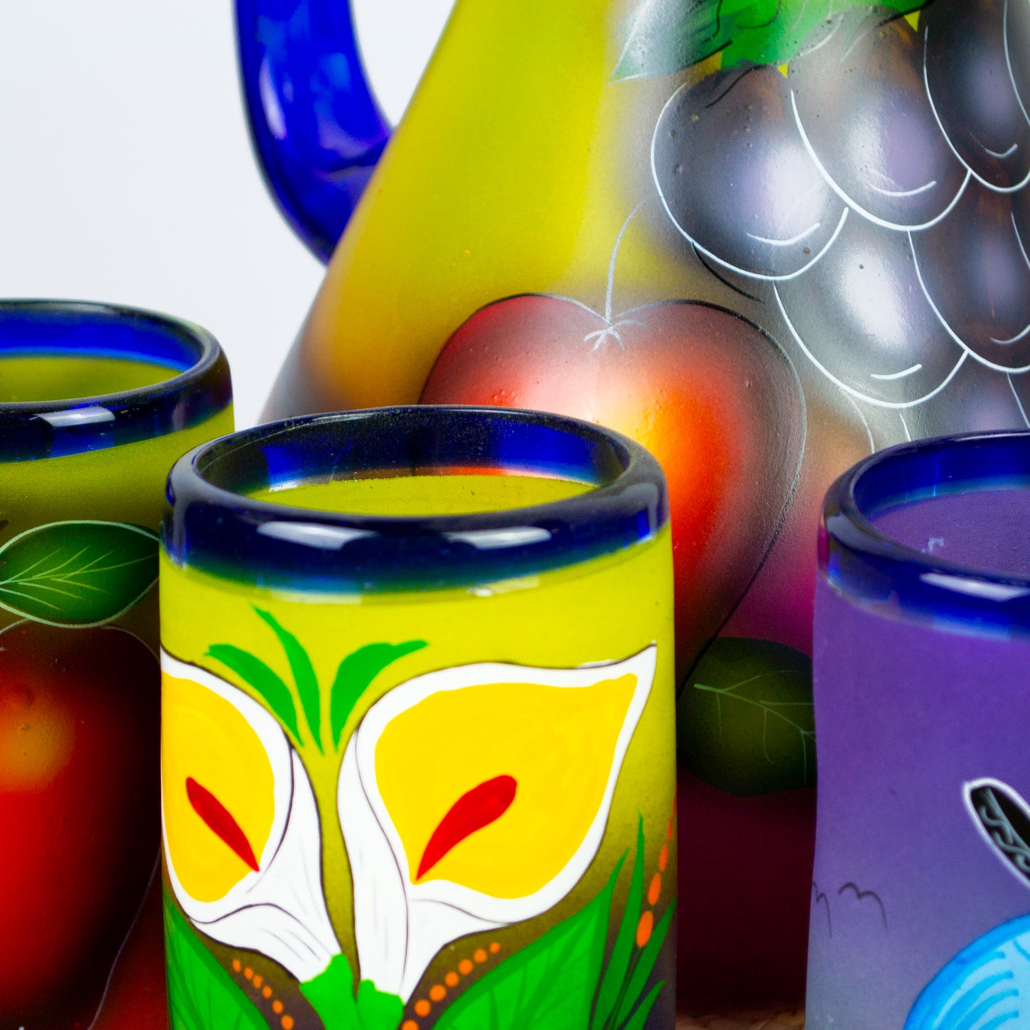 Juego Jarra Con Vasos Estilo Mexicano